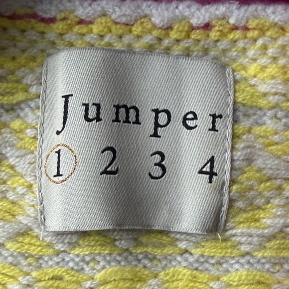 Jumper 1234 Pink and Yellow Cardigan Sweater size 1 UK 6/8 - Picture 2 of 3